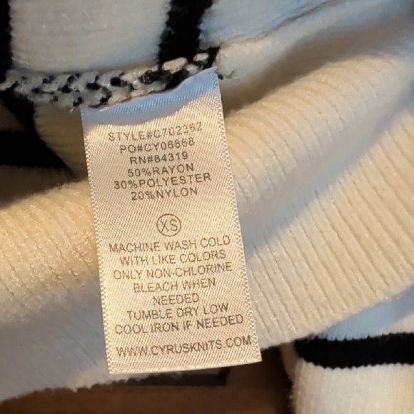 Cyrus Cream and Black Striped Button-Front Cardigan with Gold Buttons - Picture 4 of 6